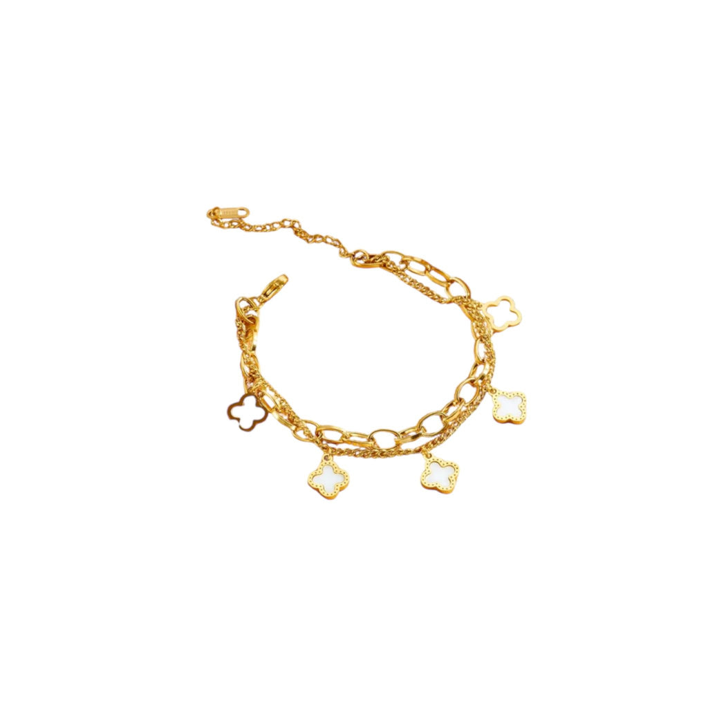 Malia - Charm-Armband mit Weissem Kleeblatt