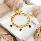 Malia - Charm-Armband mit Schwarzem Kleeblatt