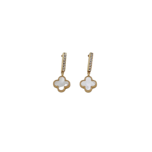 Nala - Earrings in gold and silver in black and white with crystal trim