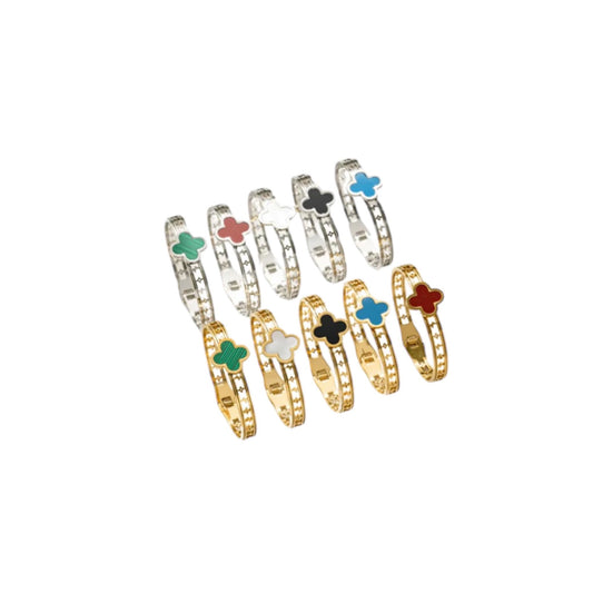 Naira - bangles in silver and gold with colored inlays