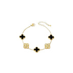 Neyda - Bracelet en or avec pendentifs noirs/blancs et ornés de cristaux