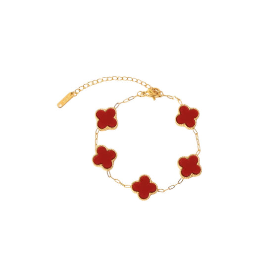 Neyda - Armkette in Gold mit Roter Emaille