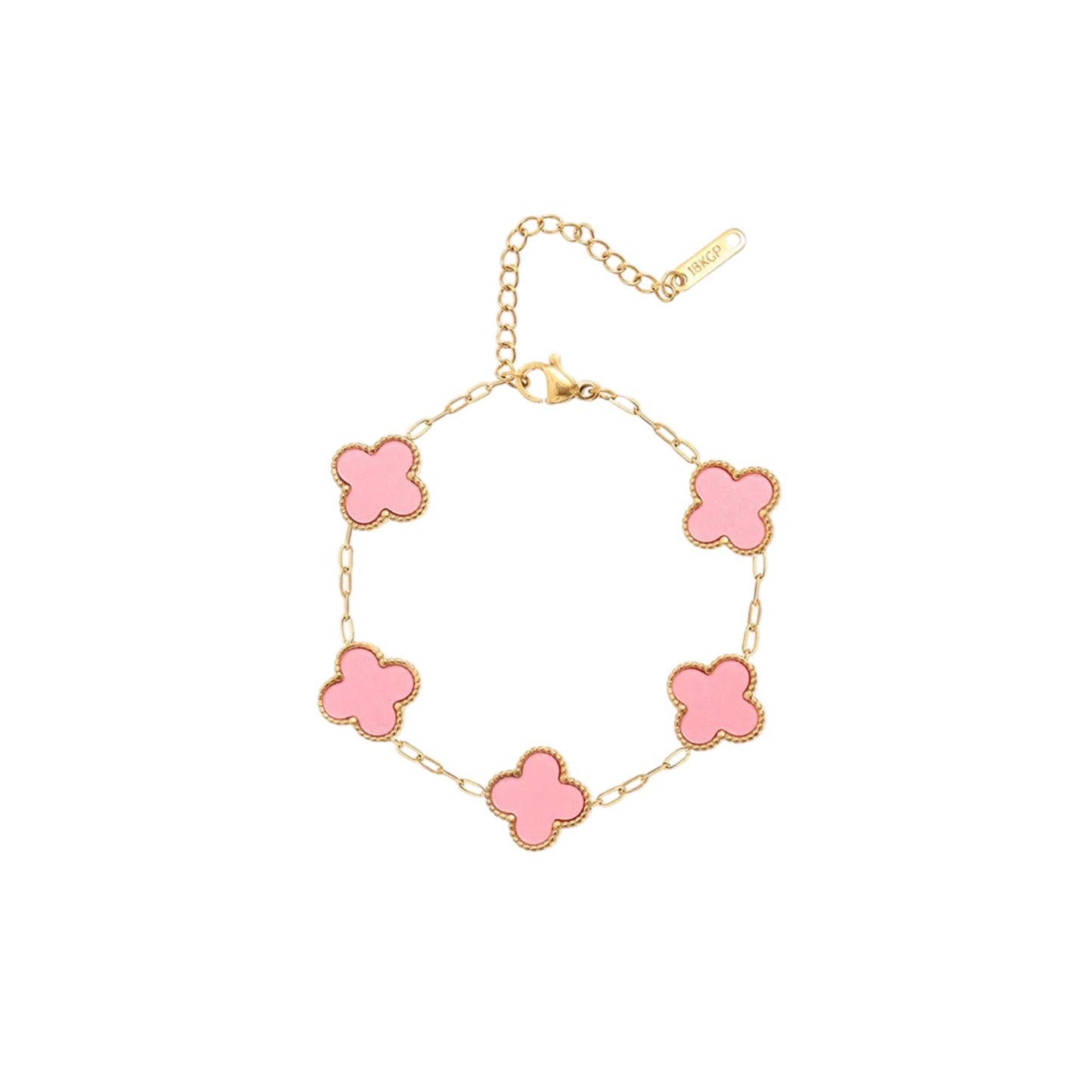 Neyda - Armkette in Gold mit Rosa Emaille