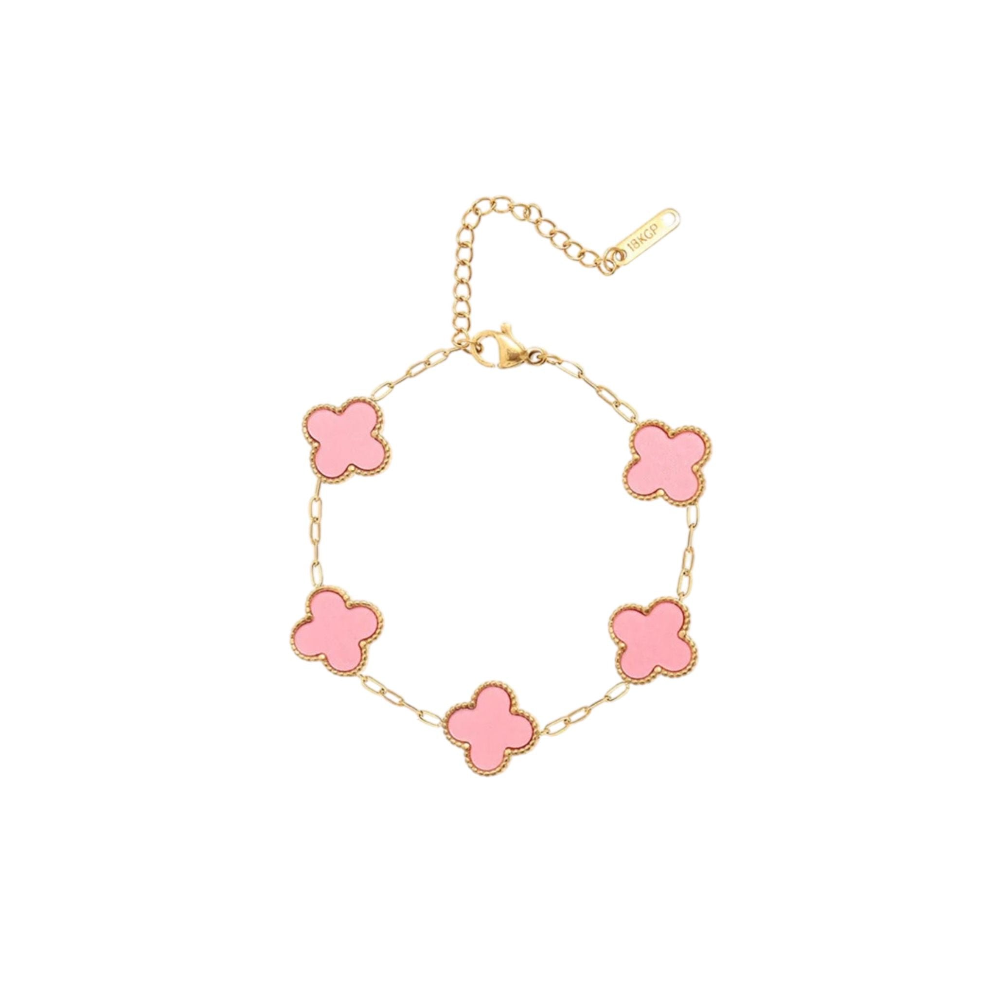 Neyda - Armkette in Gold mit Rosa Emaille