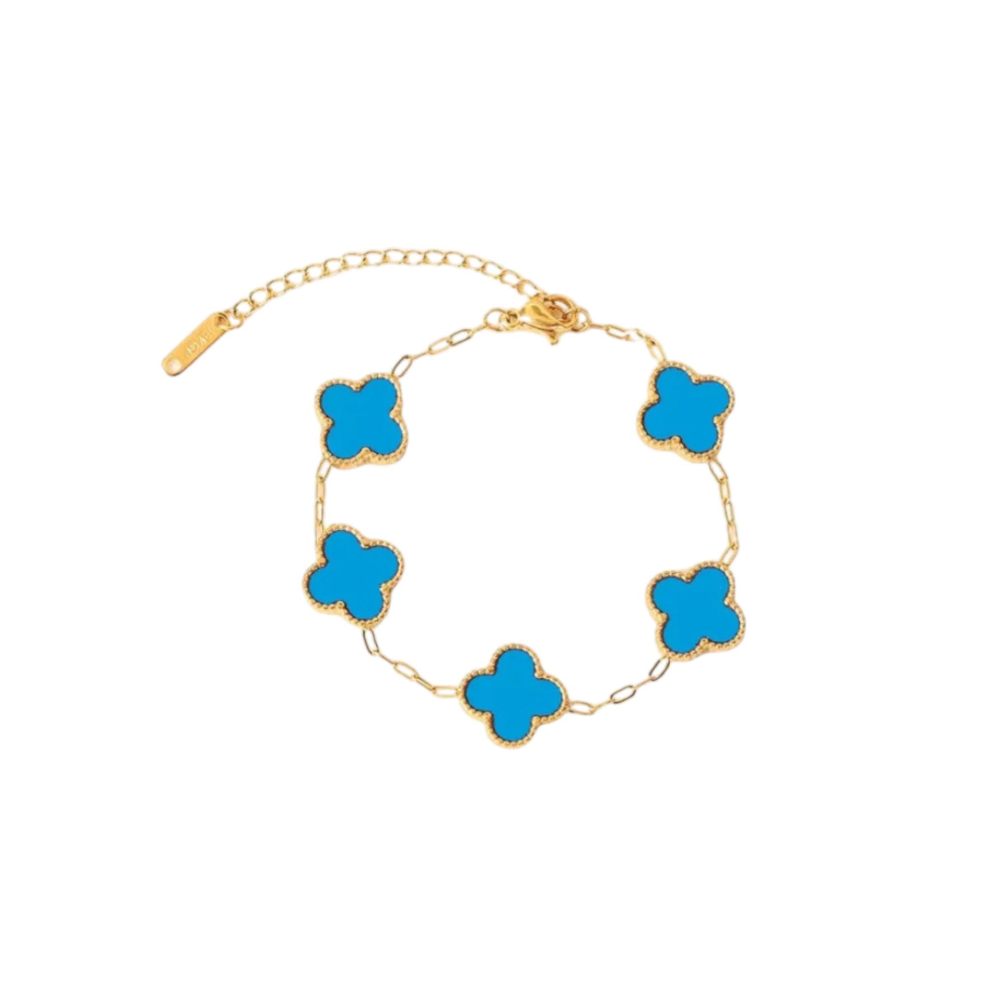 Neyda -  Armkette in Gold mit Blauer Emaille