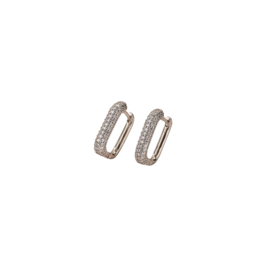 Zaina - Silver-colored zirconia hoop earrings