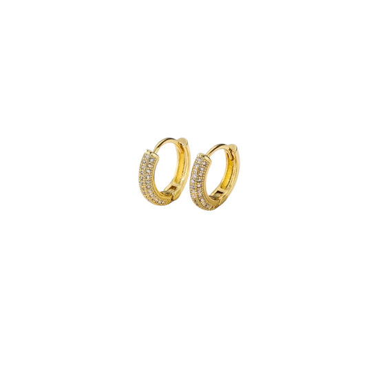 Zalika - Mini Hoop Earrings with Crystal Trim in Gold
