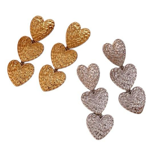 Luxe Heart Drop Ohrringe – Elegante Statement-Herzen in Gold & Silber
