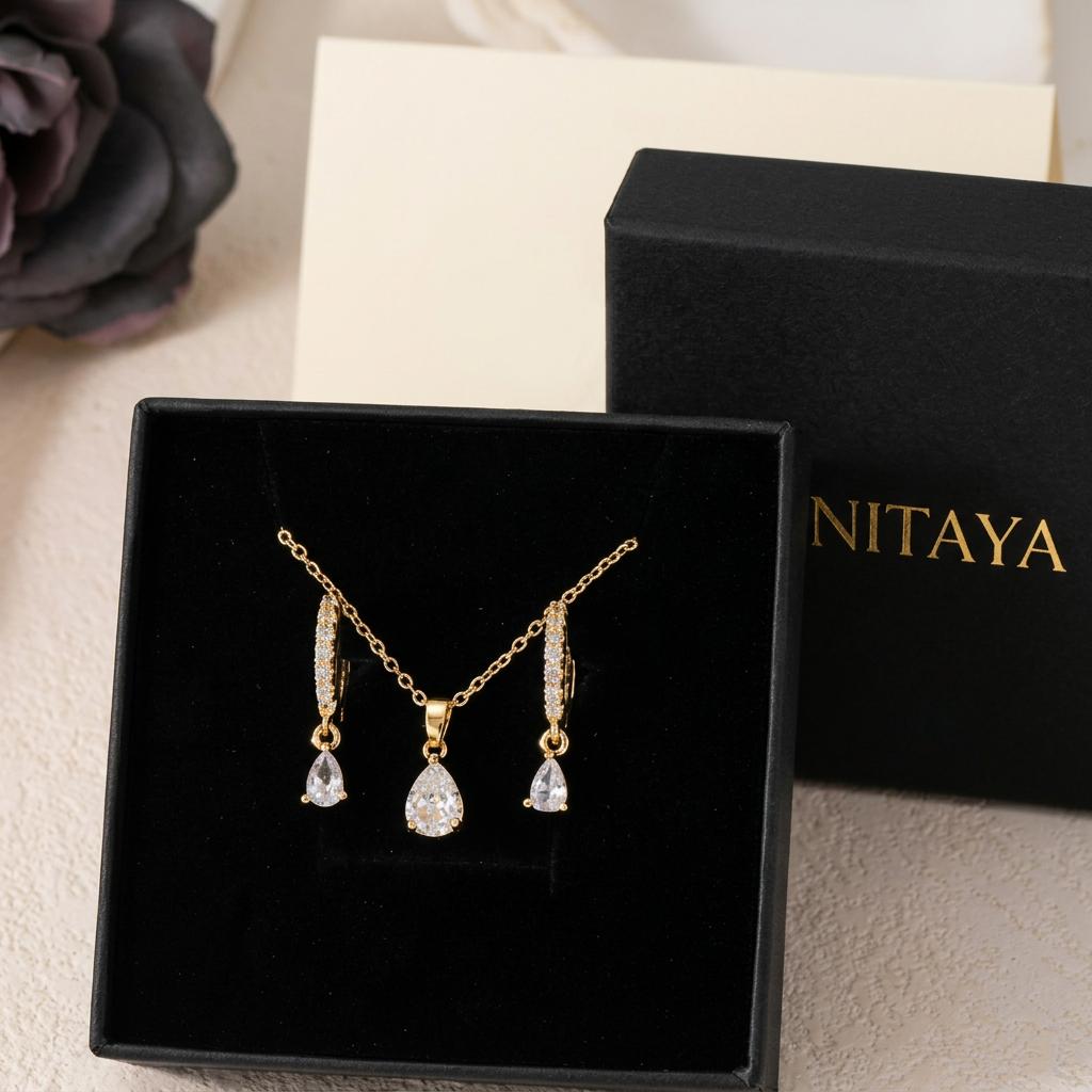 Sparkle Drop - Schmuckset mit Zirkon Tropfen