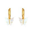 Créoles Papillon Nacre – Boucles d'oreilles plaquées or 18 carats avec pendentif papillon