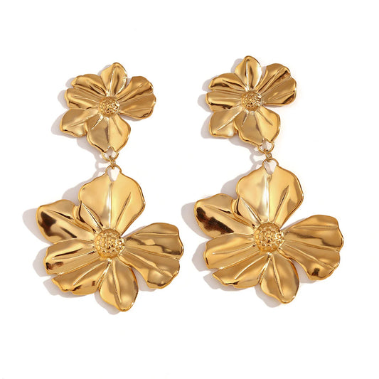 Floréa Statement-Ohrringe – Goldene Blumenpracht
